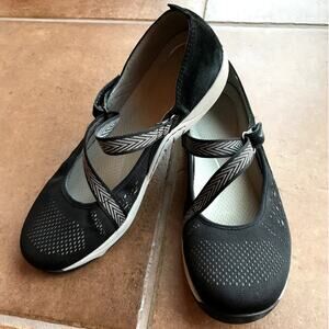 Dansko Black Suede and Nylon Mary Janes with Adjustable Straps size 38/7.5
